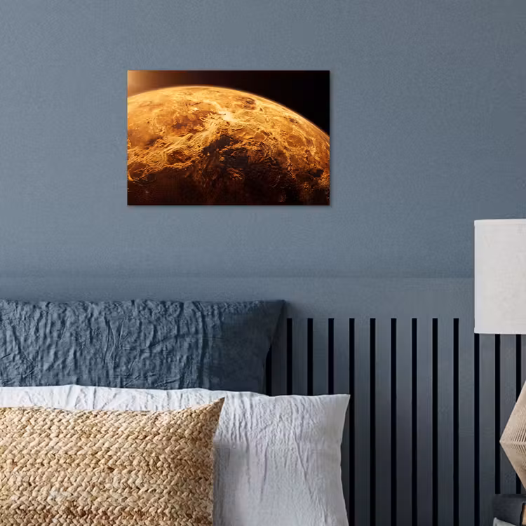 Poster - Planet – Weltraum – Orange - Planeet - Ruimte - Oranje poster papier klein
