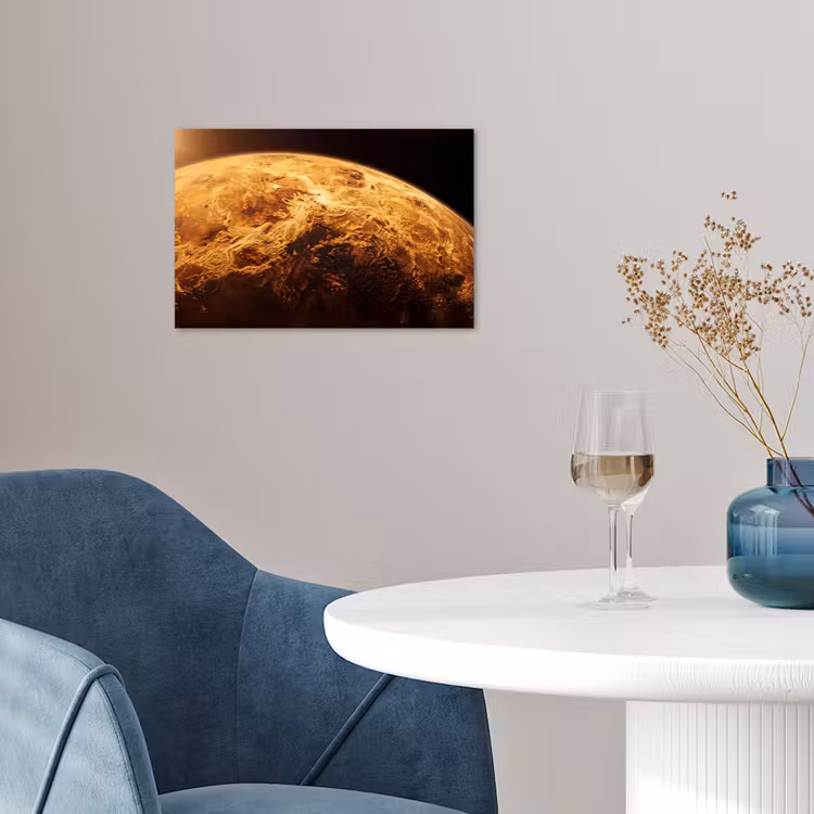 Poster - Planet – Weltraum – Orange - Planeet - Ruimte - Oranje poster papier klein