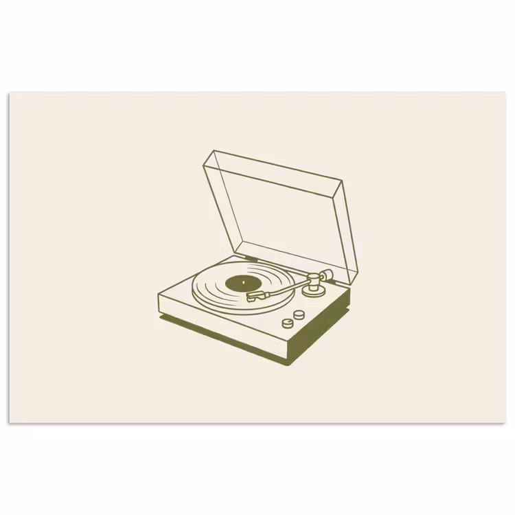 Platenspeler - Vinyl - Muziek - Minimalistisch - Groen poster papier klein -3d
