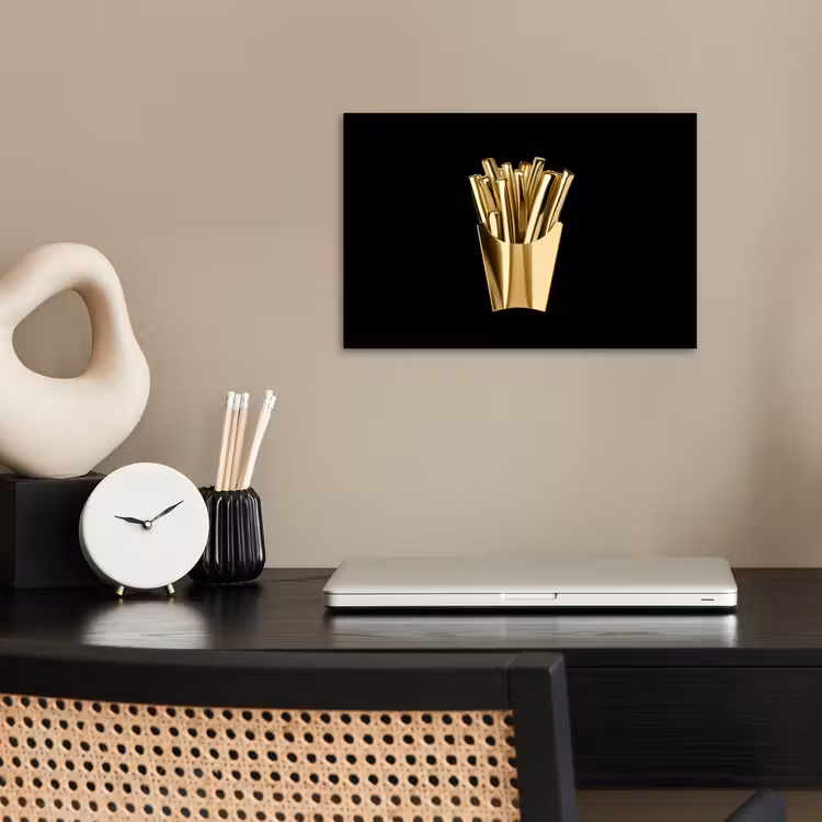 Friet - Goud - Chrome - Eten poster papier klein -sfeer1