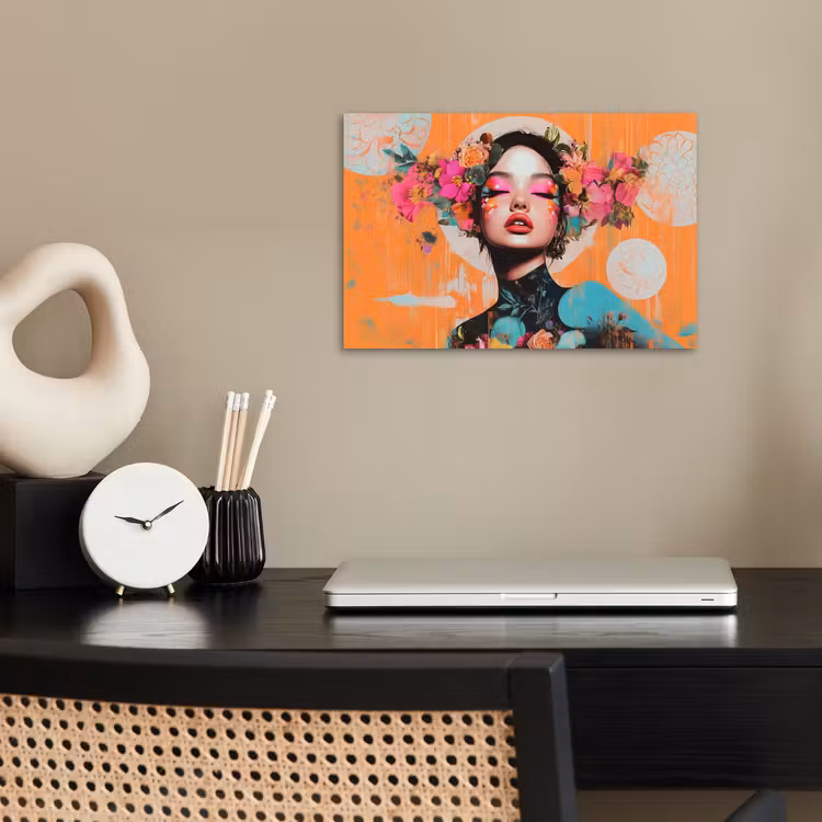 Portret - Vrouw - Abstract - Bloemen poster papier klein -sfeer1