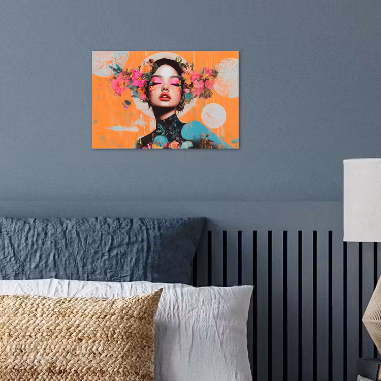 Portret - Vrouw - Abstract - Bloemen poster papier klein -sfeer2