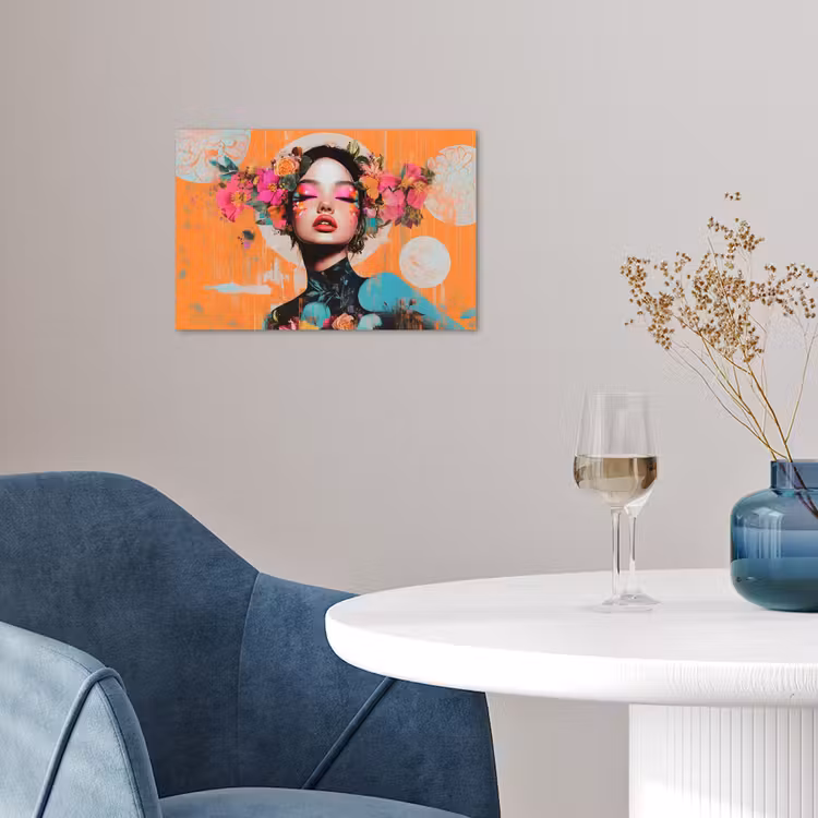 Portret - Vrouw - Abstract - Bloemen poster papier klein -sfeer3
