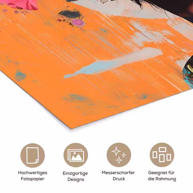 Portret - Vrouw - Abstract - Bloemen poster papier klein -tcloseup_DE