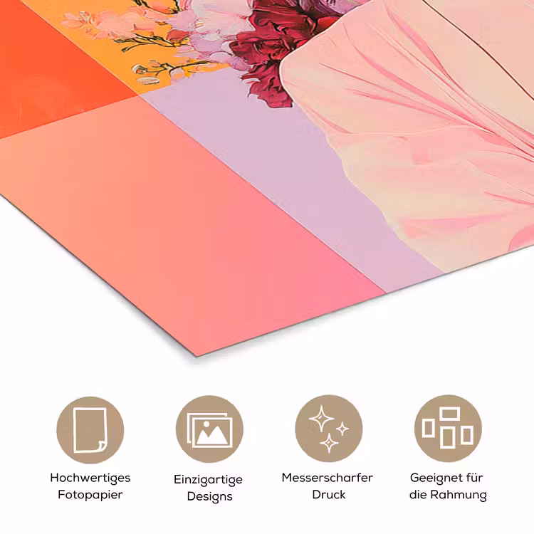 Portret - Vrouw - Abstract - Bloemen poster papier klein -tcloseup_DE