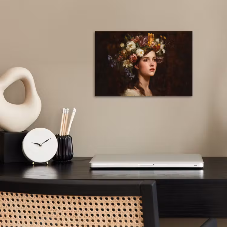 Portret - Vrouw - Bloemen poster papier klein -sfeer1