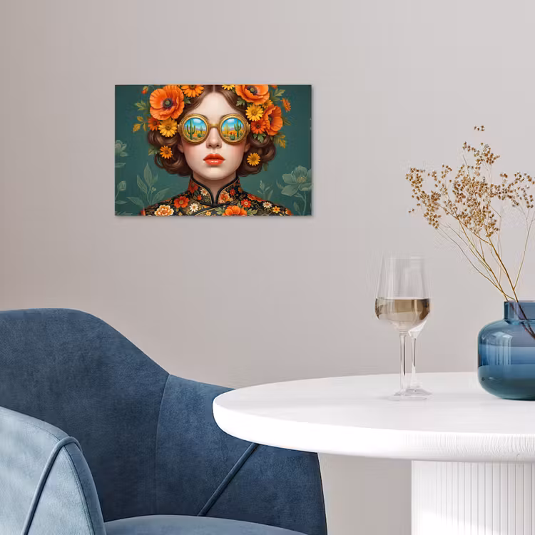 Portret - Vrouw - Kleurrijk - Expressief poster papier klein -sfeer3