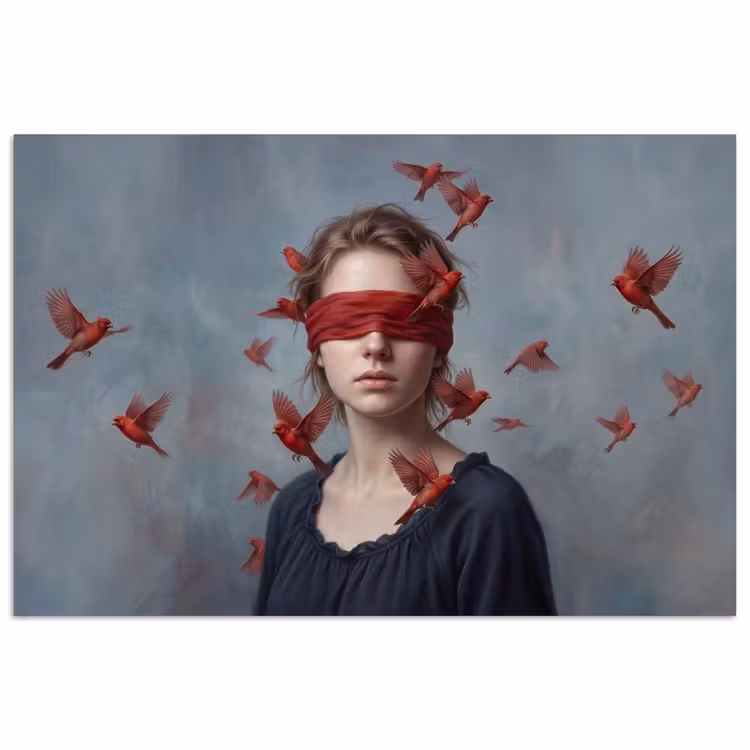 Portret - Krachtig - Rood poster papier klein -3d
