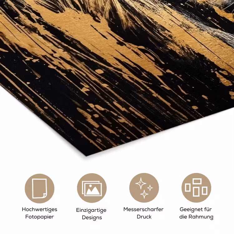 Portret - Leeuw - Abstract - Goud poster papier klein -tcloseup_DE