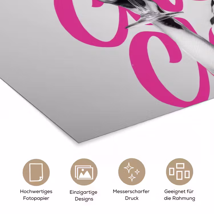 Cheers - Hond - Roze - Wijn poster papier klein -tcloseup_DE