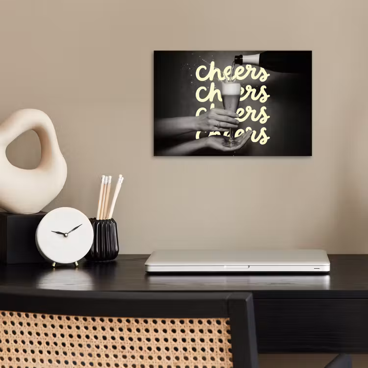 Cheers - Wijn - Zwart - Wit poster papier klein -sfeer1