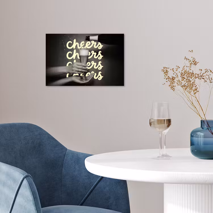 Cheers - Wijn - Zwart - Wit poster papier klein -sfeer3