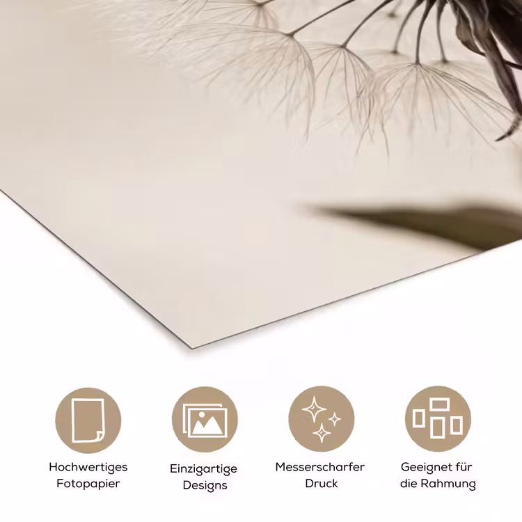 Paardenbloem - Minimalistisch - Wit poster papier klein -tcloseup_DE
