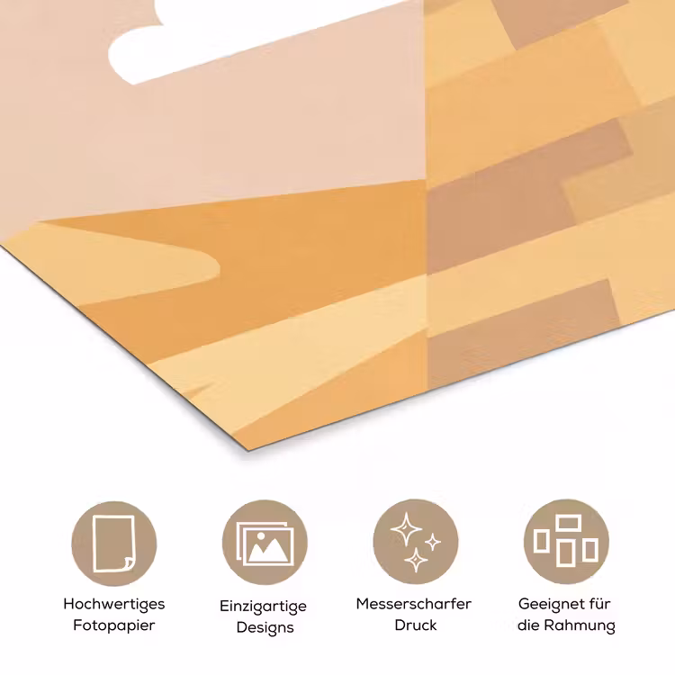 Piramide - Zon - Woestijn - Modern - Oranje poster papier klein -tcloseup_DE