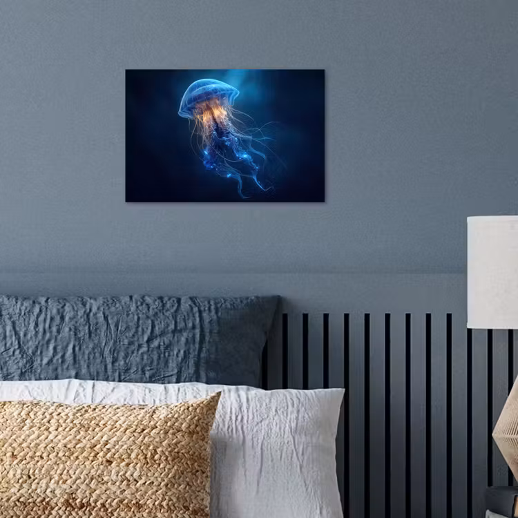 Kwal - Lichtgevend - Tentakels - Blauw poster papier klein -sfeer2