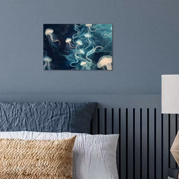 Kwallen - Zee - Wit - Golven poster papier klein -sfeer2