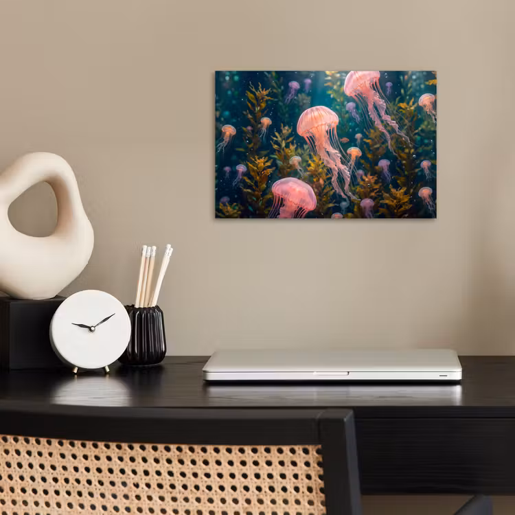 Kwal - Roze - Onderwater - Zeeleven - Dieren poster papier klein -sfeer1