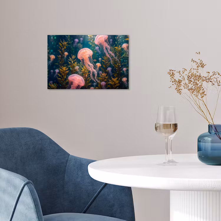 Kwal - Roze - Onderwater - Zeeleven - Dieren poster papier klein -sfeer3