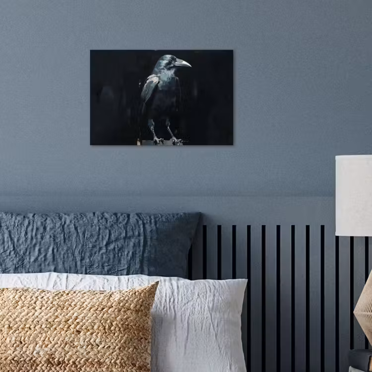 Raaf - Vogels - Zwart poster papier klein -sfeer2
