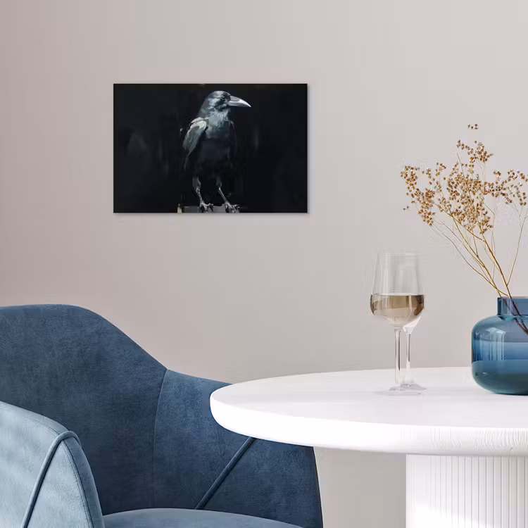 Raaf - Vogels - Zwart poster papier klein -sfeer3