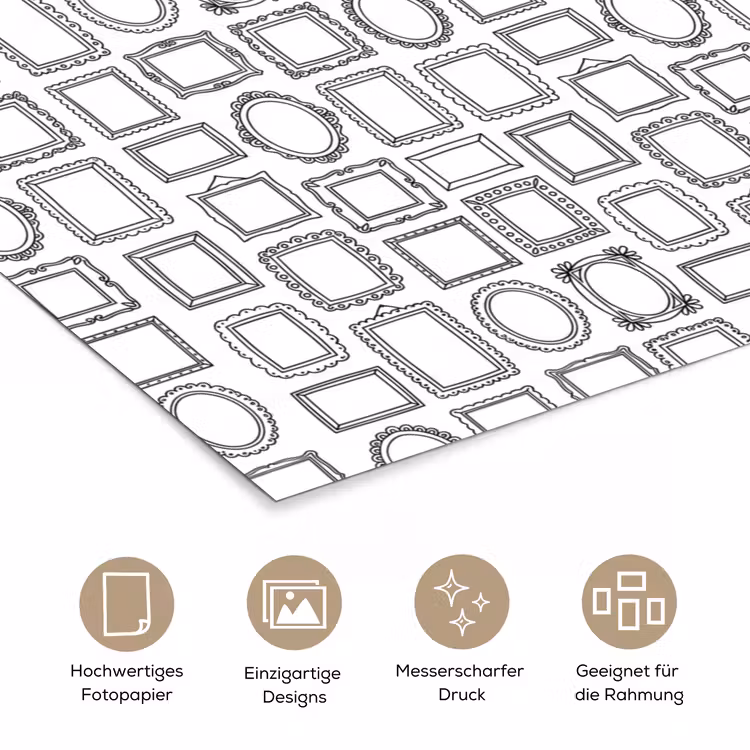 Lijsten - Patroon - Decoratie - Schets - Zwart-wit poster papier klein -tcloseup_DE
