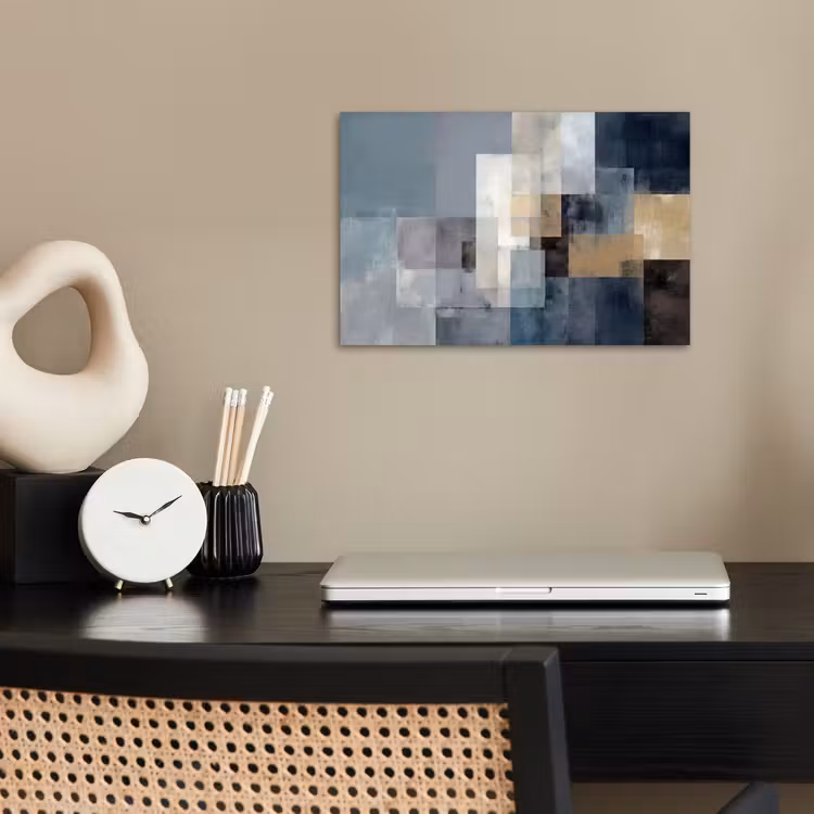 Rechthoeken - Abstract - Blauw poster papier klein -sfeer1