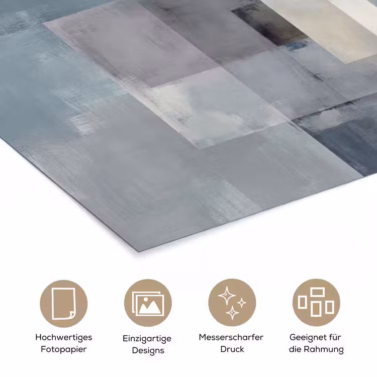 Rechthoeken - Abstract - Blauw poster papier klein -tcloseup_DE