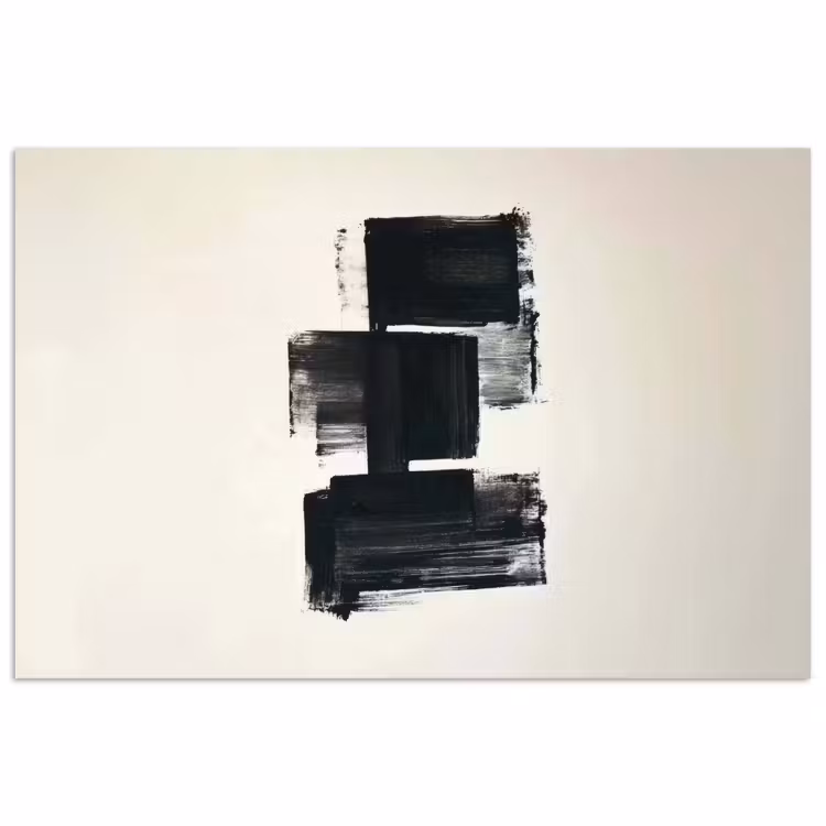 Rechthoeken - Penseelstreken - Abstract - Zwart poster papier klein -3d