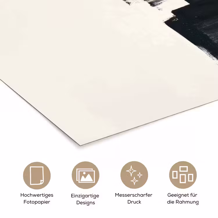 Rechthoeken - Penseelstreken - Abstract - Zwart poster papier klein -tcloseup_DE