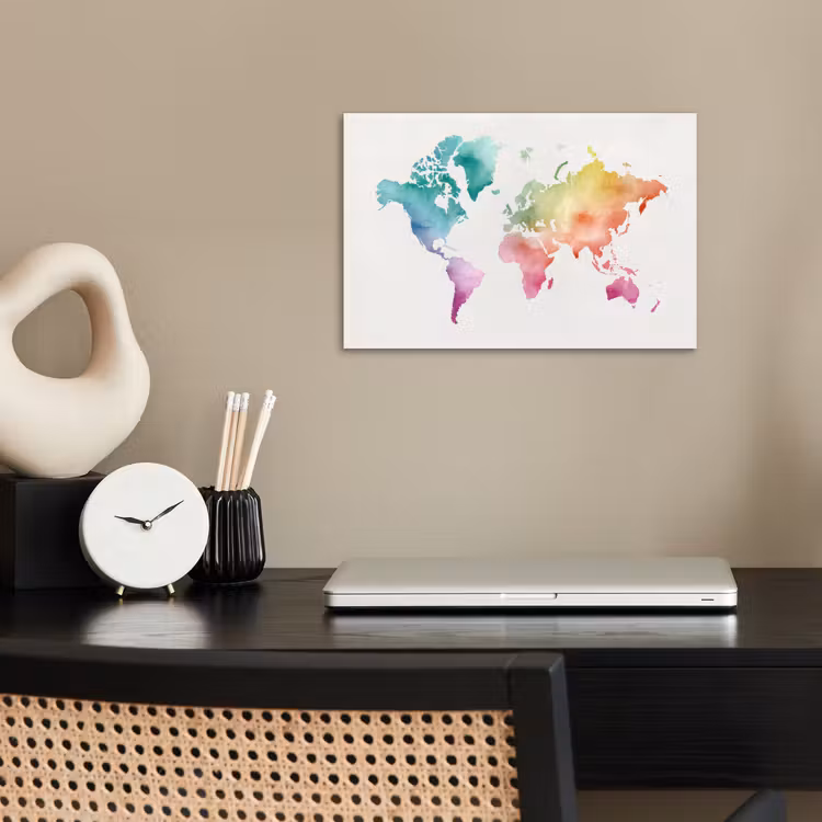 Regenboog - Wereldkaart - Overloop poster papier klein -sfeer1