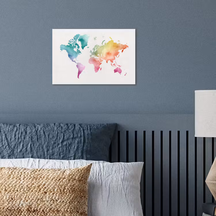 Regenboog - Wereldkaart - Overloop poster papier klein -sfeer2