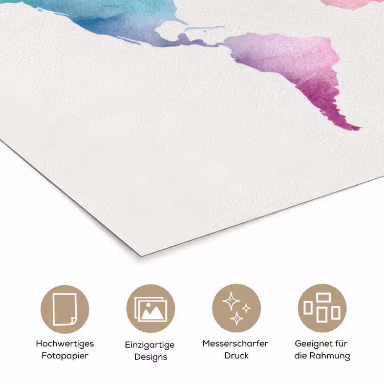 Regenboog - Wereldkaart - Overloop poster papier klein -tcloseup_DE