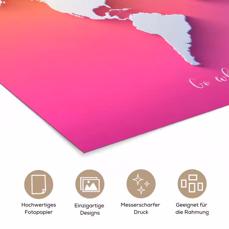 Regenboog - Quote - Wereldkaart - Dream poster papier klein -tcloseup_DE