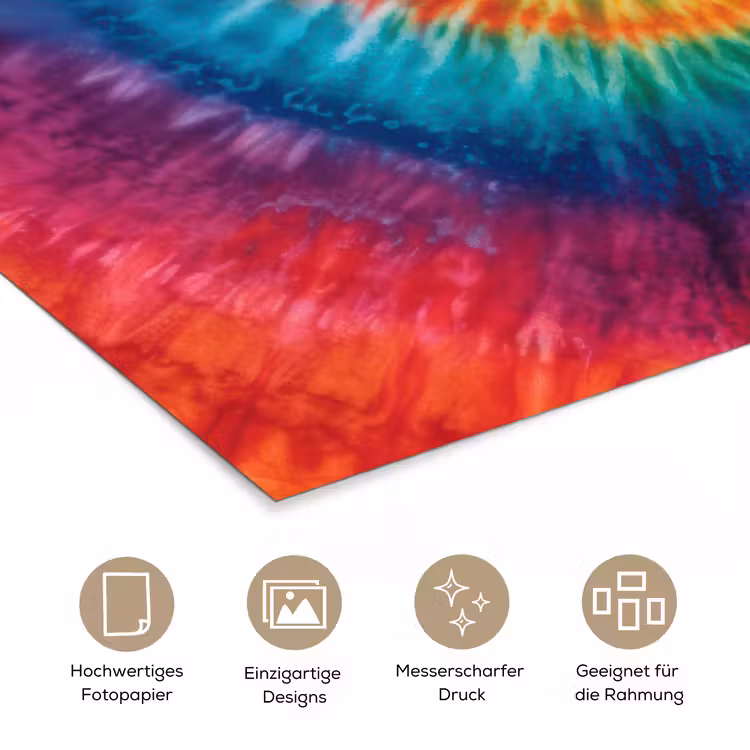 Regenboogkleuren - Tie dye - poster papier klein -tcloseup_DE
