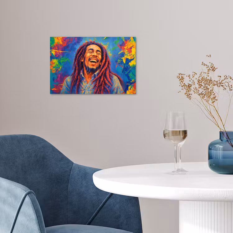 Regenboogkleuren - Man - schilderij poster papier klein -sfeer3