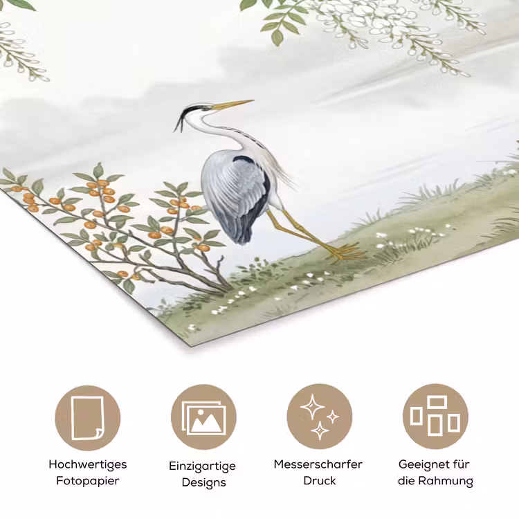 Reiger - Landschap - Groen poster papier klein -tcloseup_DE
