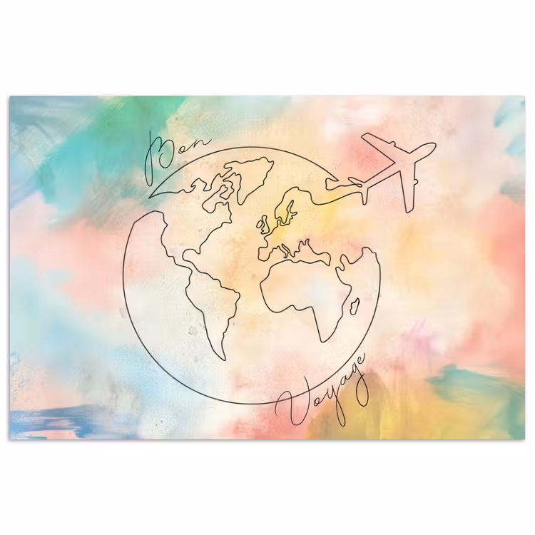 Voyage - Wereldbol - Pastel - Quote poster papier klein -3d