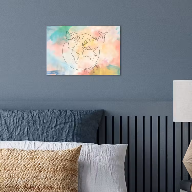Voyage - Wereldbol - Pastel - Quote poster papier klein -sfeer2