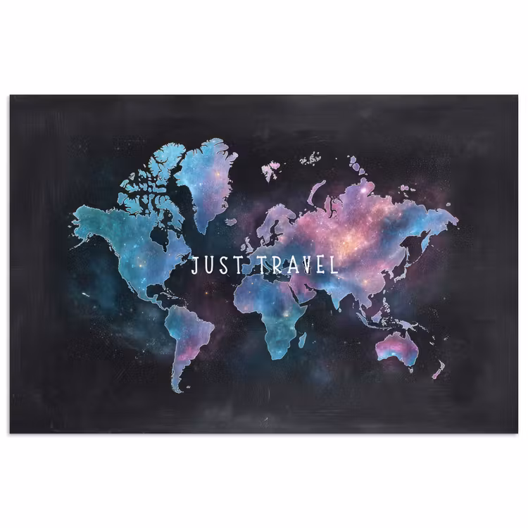 Travel - Sterrennevels - Wereldkaart - Krijtbord poster papier klein -3d