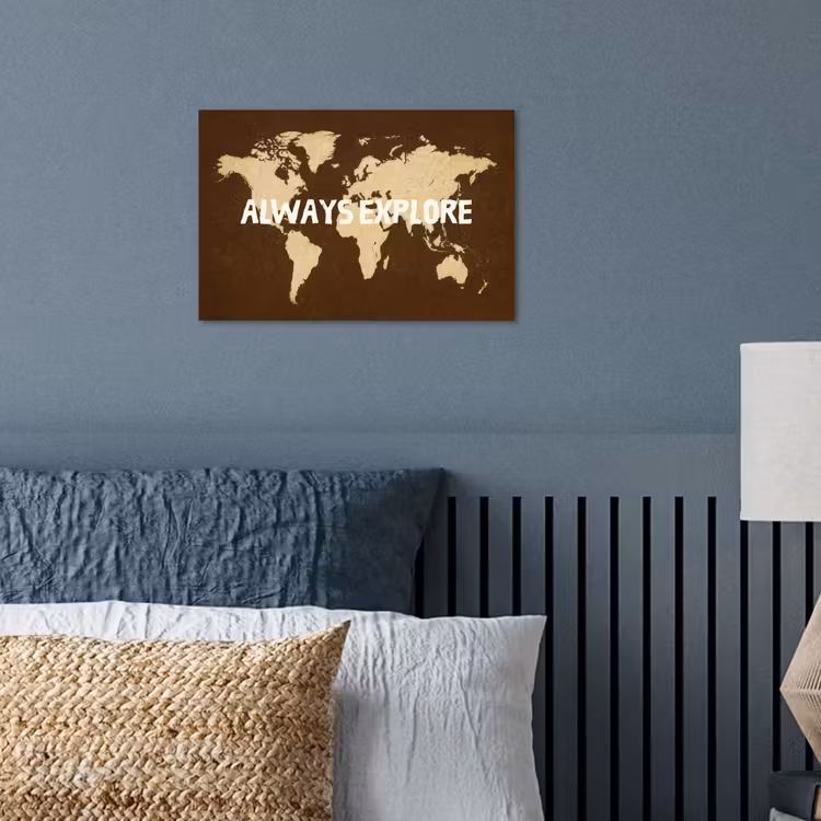 Reizen - Wereldkaart - Bruin poster papier klein -sfeer2