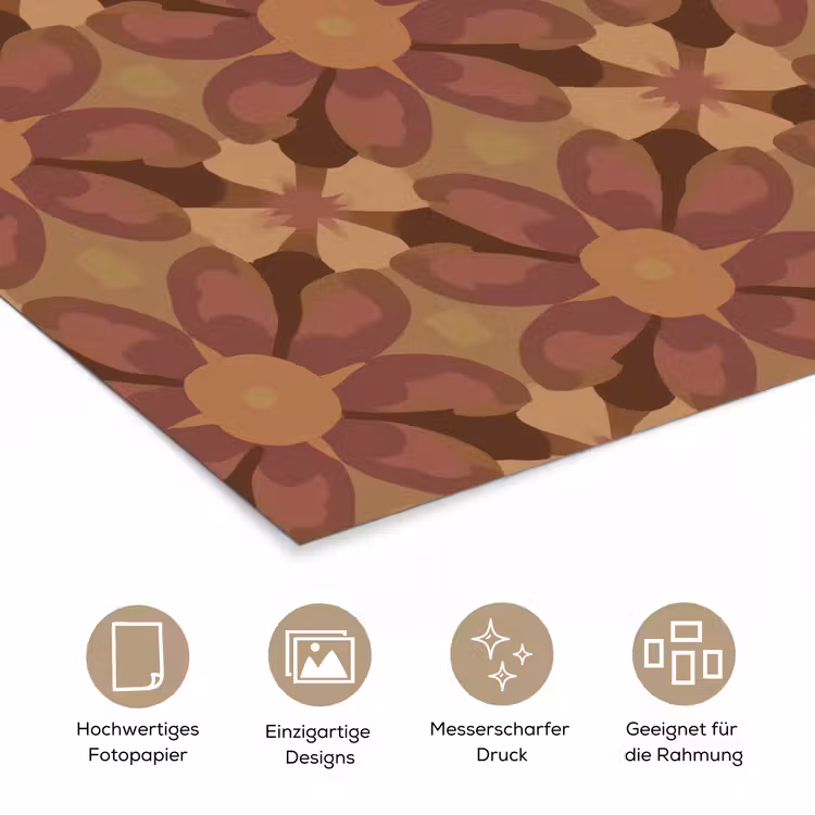 Retro - Bloemen - Bruin poster papier klein 62 -tcloseup_DE