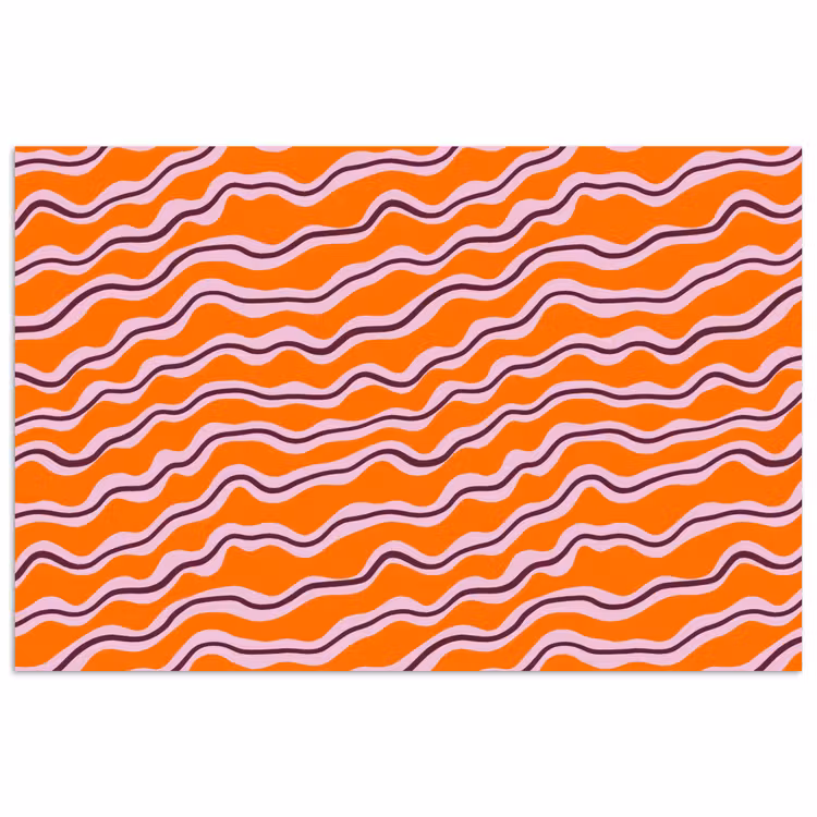 Retro - Golvend - Oranje poster papier klein 62 -3d