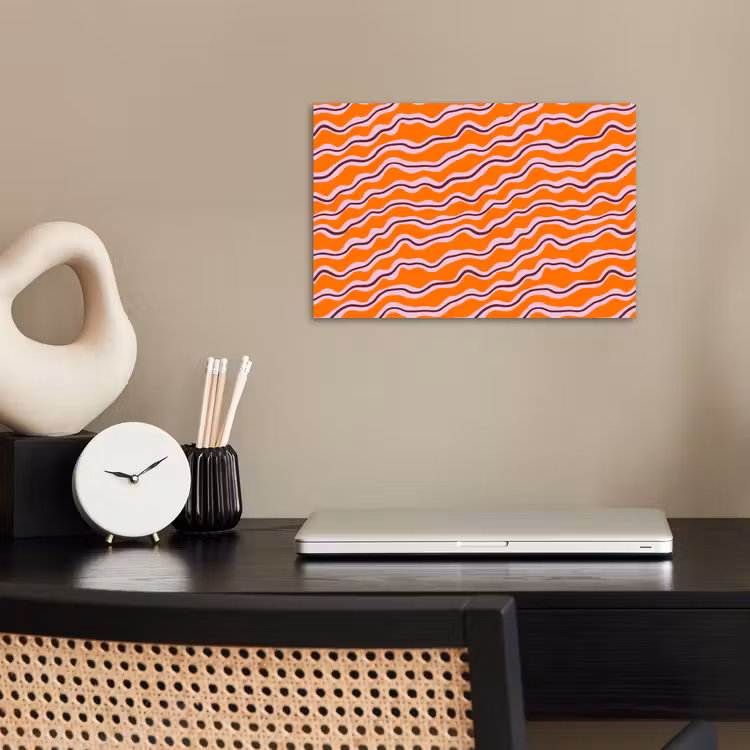 Retro - Golvend - Oranje poster papier klein 62 -sfeer1