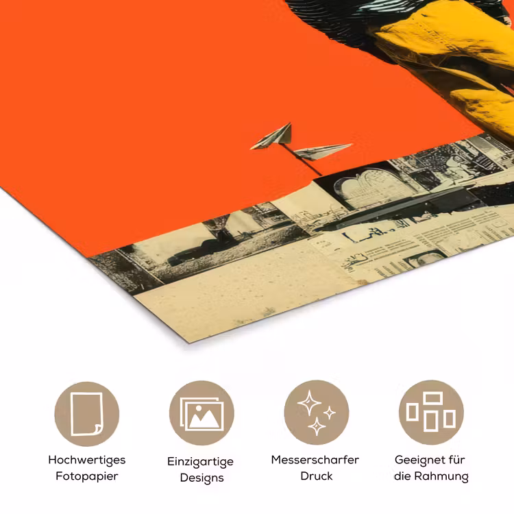 Retro - Jongen - Hond - Rood - Groen poster papier klein -tcloseup_DE
