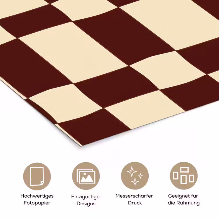 Retro - Patroon - Bruin poster papier klein 62 -tcloseup_DE