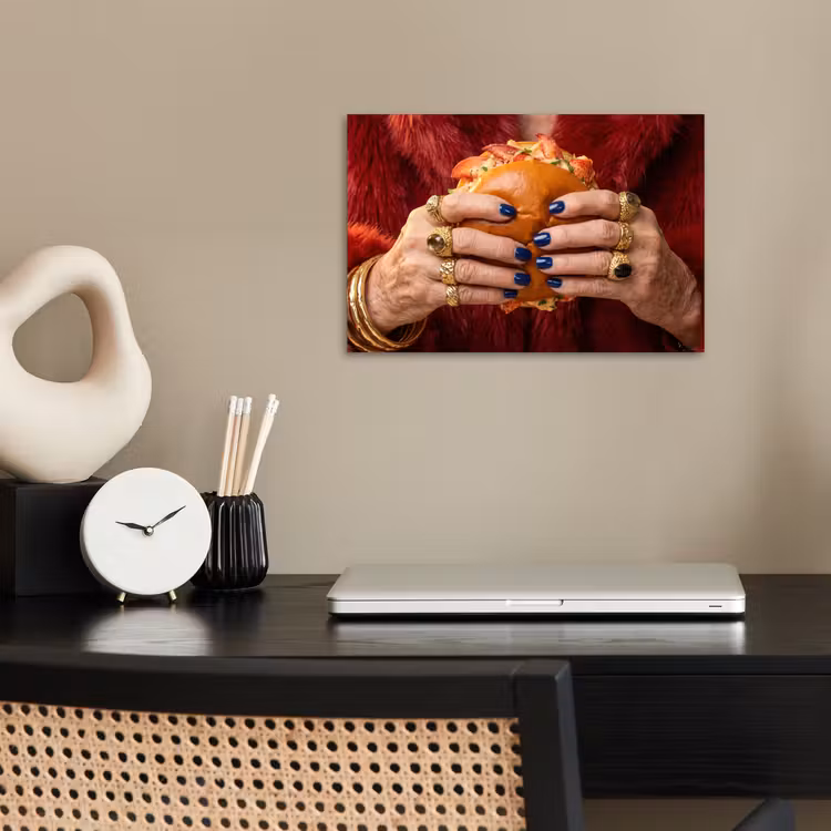 Broodje - Bontjas - Goud poster papier klein -sfeer1