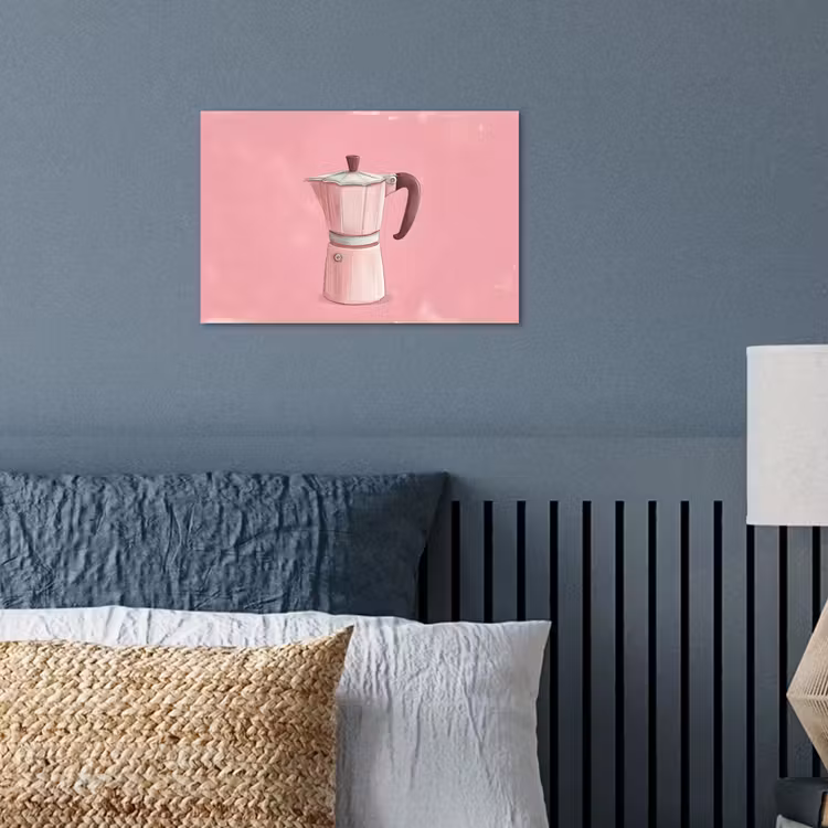 Roze - Mokkapot - Illustratie - Koffie poster papier klein -sfeer2
