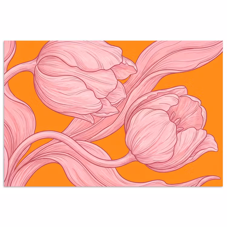 Poster - Rosa Blumen – Modern - Roze bloemen - Modern poster papier klein