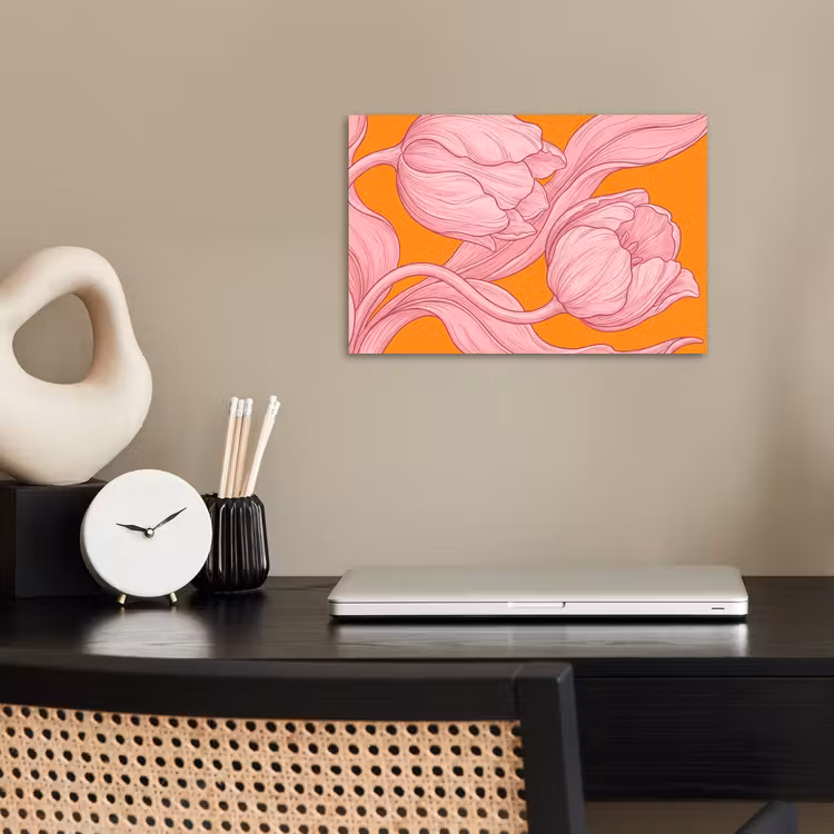 Poster - Rosa Blumen – Modern - Roze bloemen - Modern poster papier klein