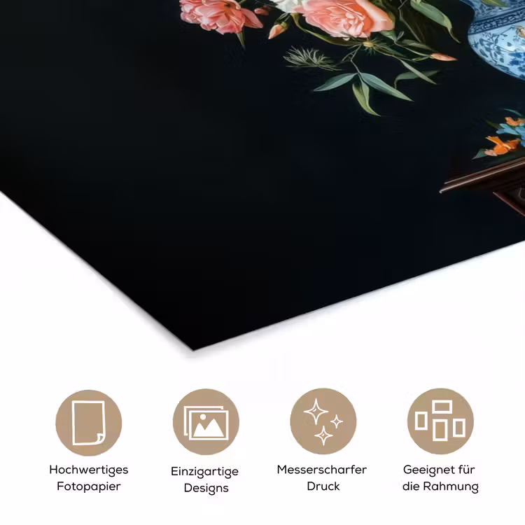 Roze - Bloemen - Vaas - Kleuren poster papier klein -tcloseup_DE